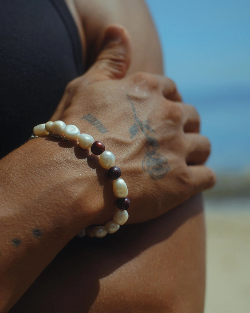 Men's Baroque Bracelet with Dark Brown Pearls