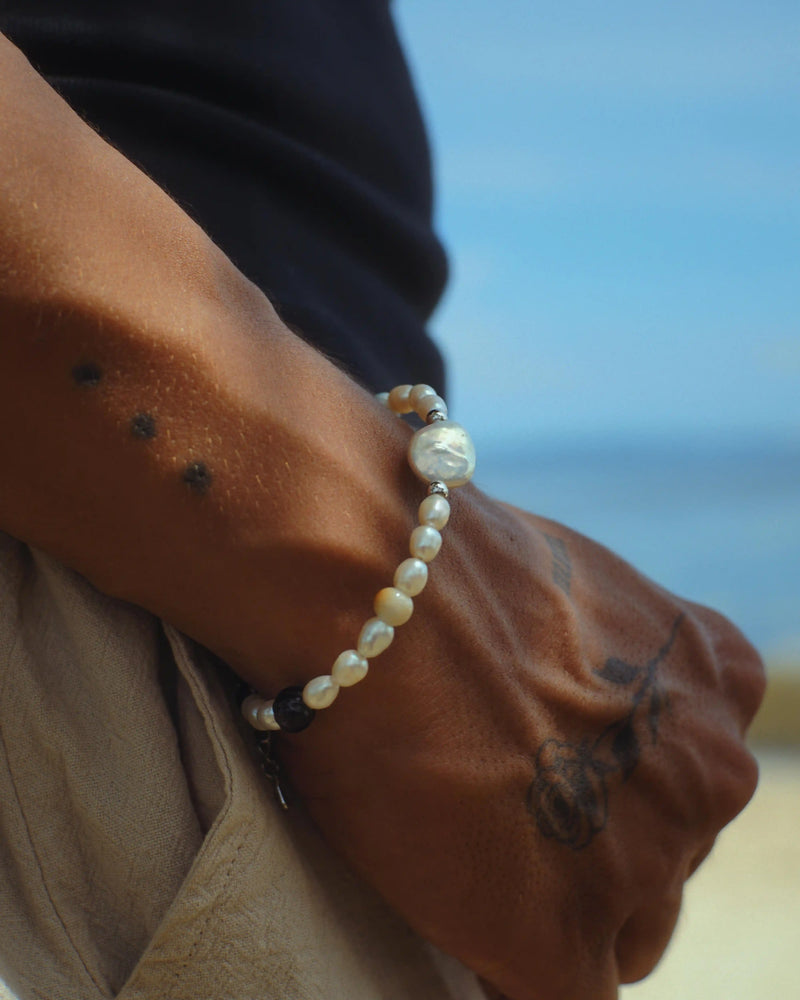 Men's Pearl Bracelet with Big Coin Pearl