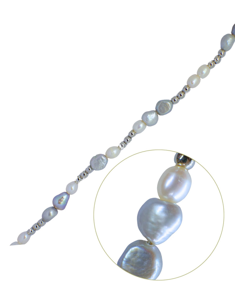 Men's Pearl Bracelet with White Gold Beads