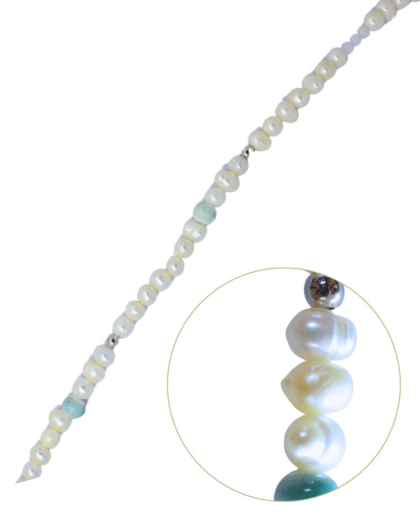 Men's Pearl Bracelet with Blue Ceramic