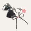 114 Keychain with white gold bow and heart mirror charm