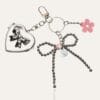 115 Keychain with white gold bow and heart mirror charm