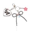 Keychain with white gold bow and heart mirror charm