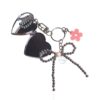 Keychain with white gold bow and heart mirror charm