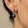 Single Black Baroque Earrings