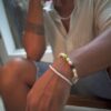 Men’s Pearl Bracelet with Green Cross