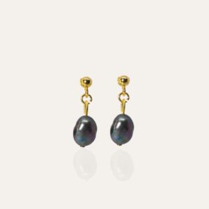 Single Black Baroque Earrings