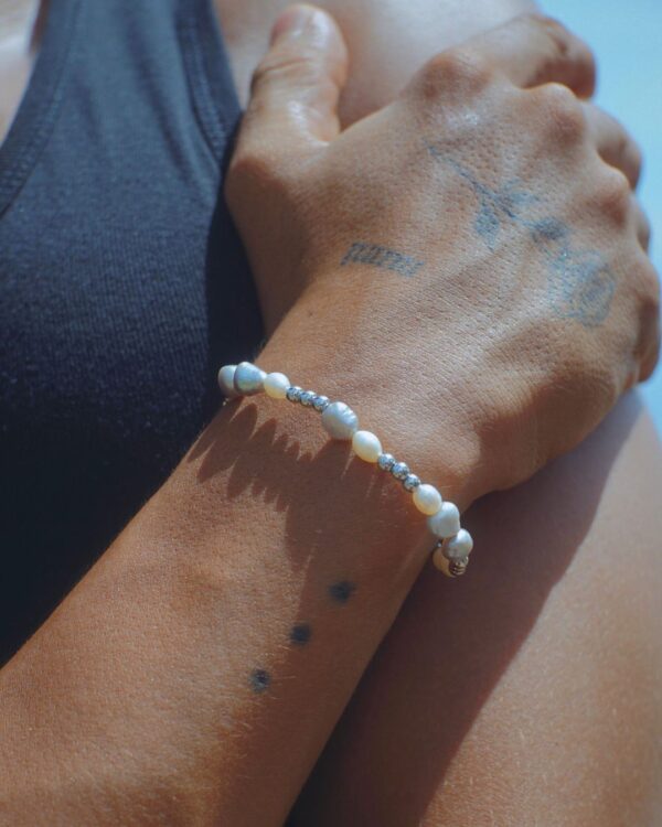 Men’s Pearl Bracelet with White Gold Beads