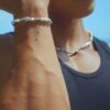 Men’s Pearl Bracelet with White Gold Beads