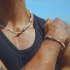 Men’s Pearl Bracelet with White Gold Beads