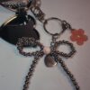 Keychain with white gold bow and heart mirror charm