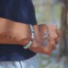 Men’s Pearl Bracelet with Green Cross