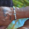 Men’s Pearl Bracelet with Green Cross
