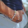 Men’s Pearl Bracelet with Green Cross