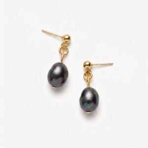 Single Black Baroque Earrings