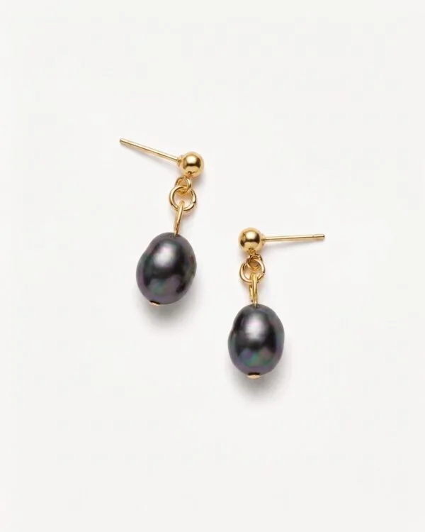 Single Black Baroque Earrings