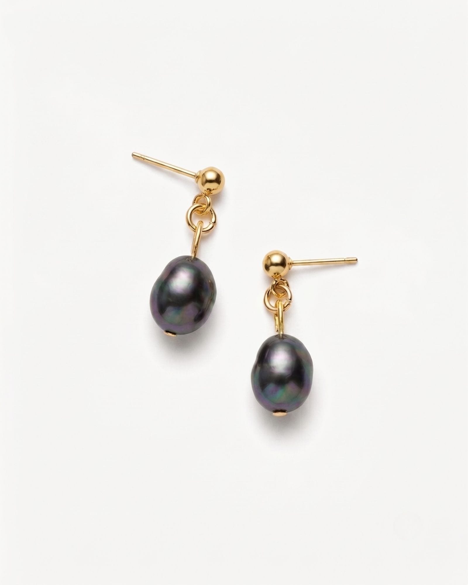 Single Black Baroque Earrings