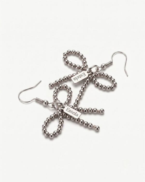 Earrings with white gold bows