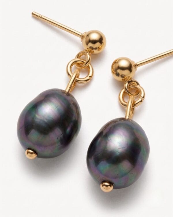 Single Black Baroque Earrings