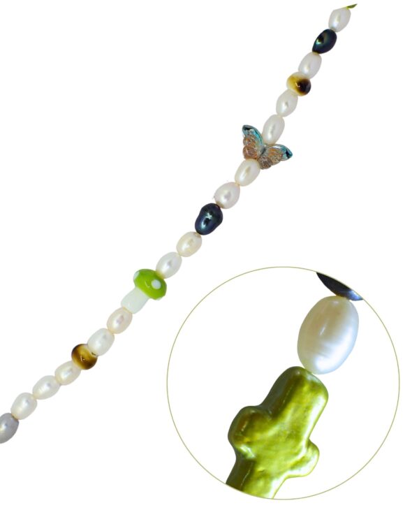 Men’s Pearl Bracelet with Green Cross