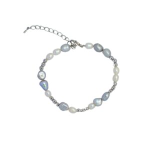 Men’s Pearl Bracelet with White Gold Beads