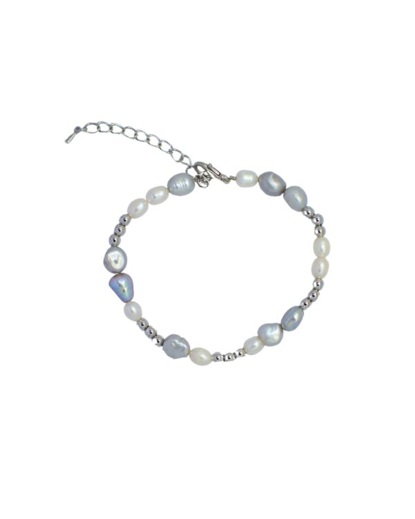 Men’s Pearl Bracelet with White Gold Beads