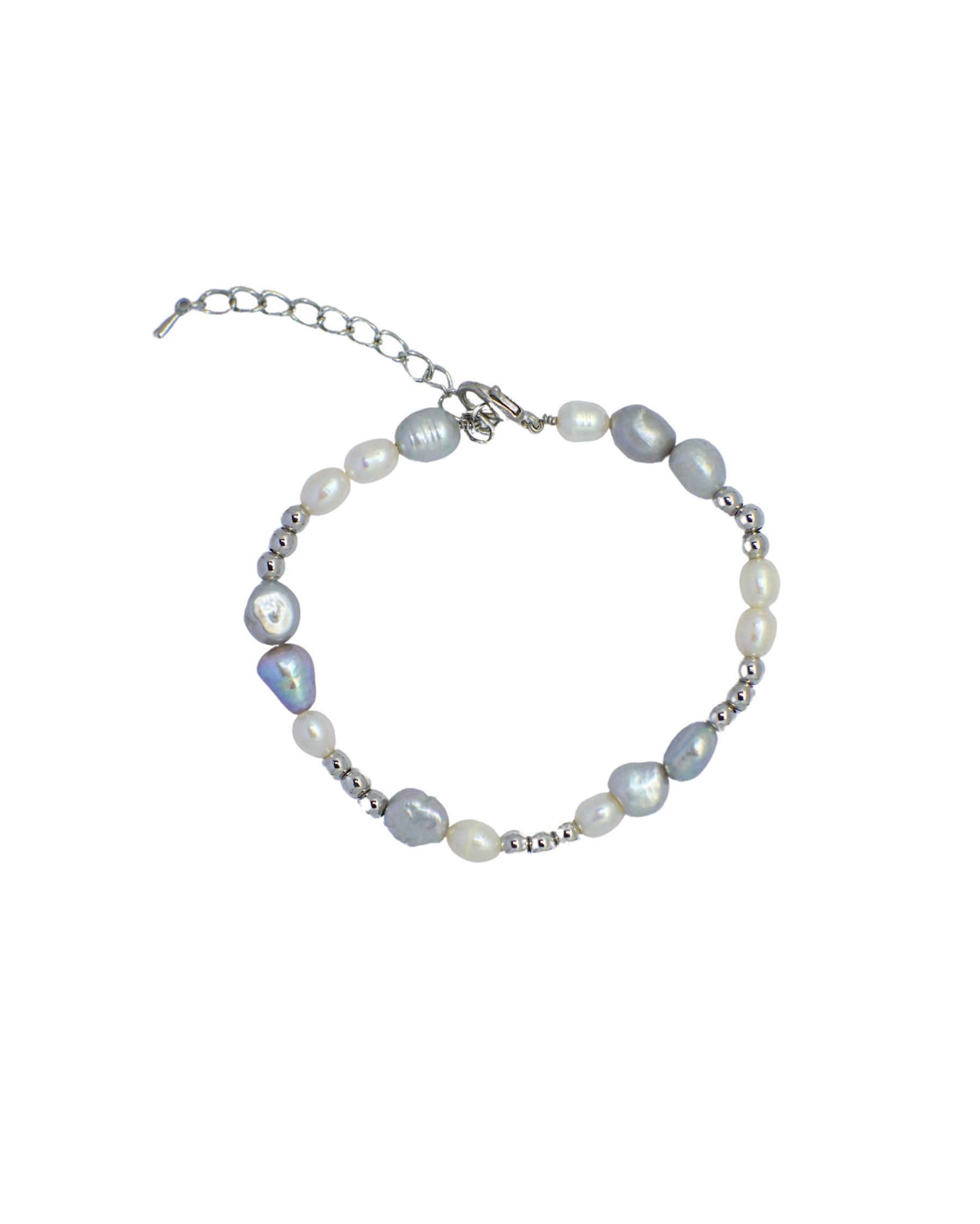 Men’s Pearl Bracelet with White Gold Beads