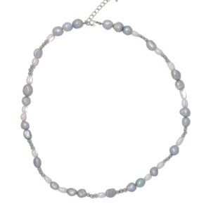 Men’s Pearl Necklace with White Gold Beads