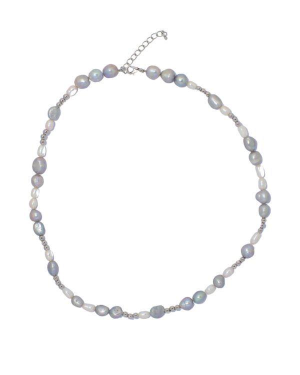 Men’s Pearl Necklace with White Gold Beads
