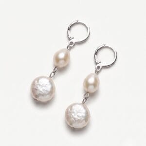 Silver Hoop Baroque Earrings