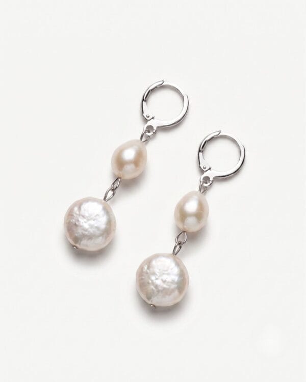 Silver Hoop Baroque Earrings