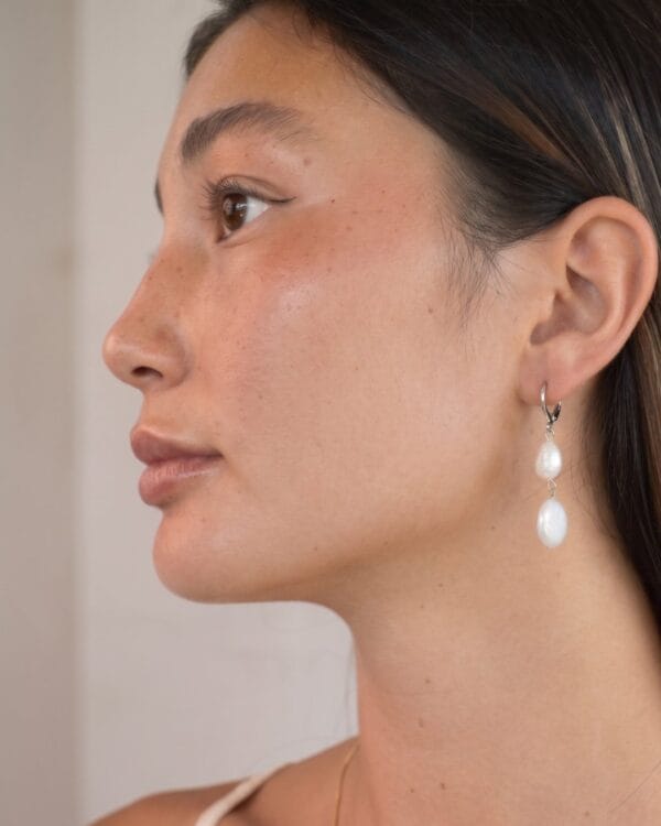 Silver Hoop Baroque Earrings