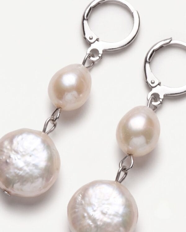 Silver Hoop Baroque Earrings