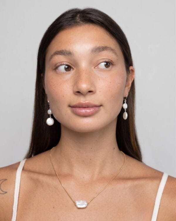 Silver Hoop Baroque Earrings